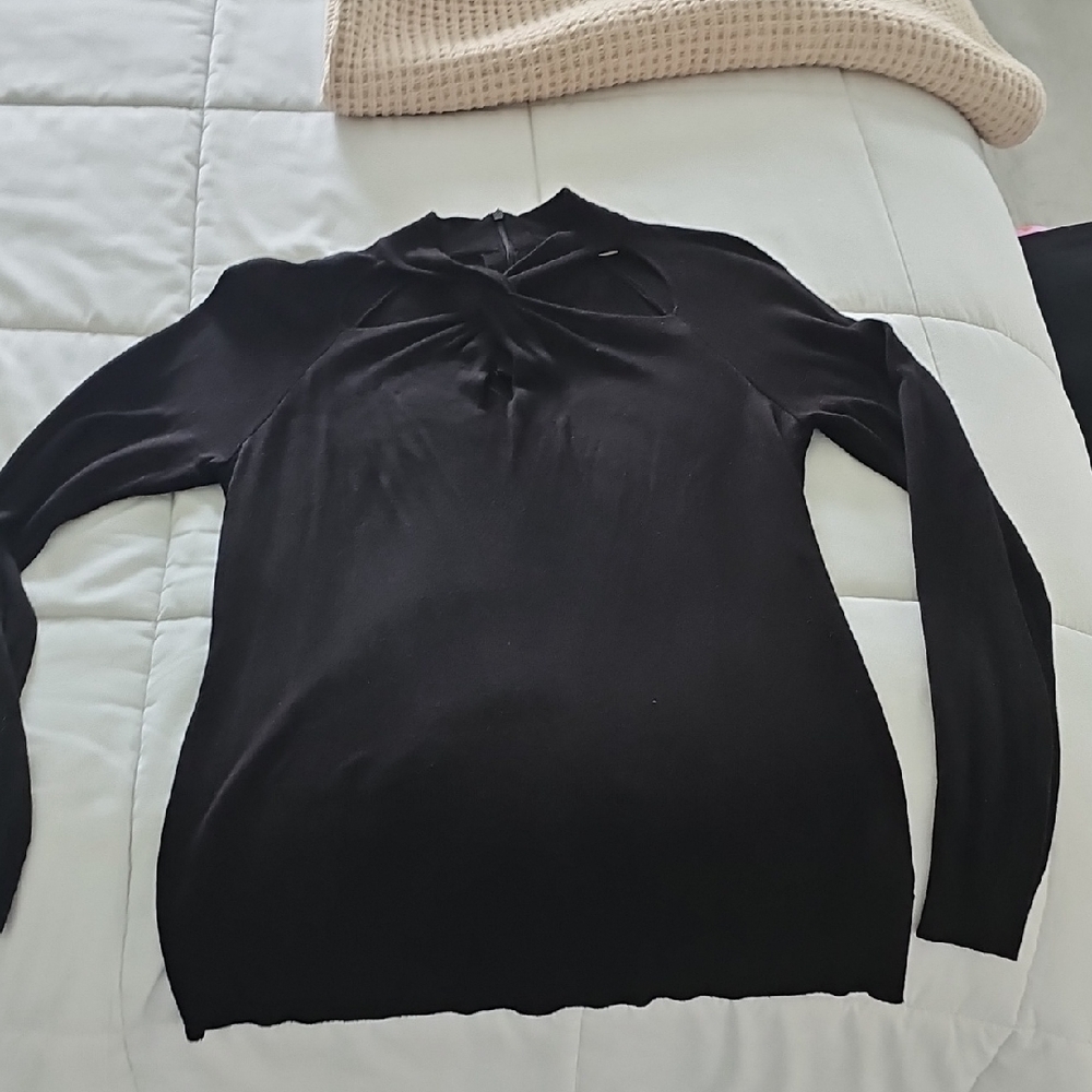 5/$28 Chic Black Sweater with Cutout Detail